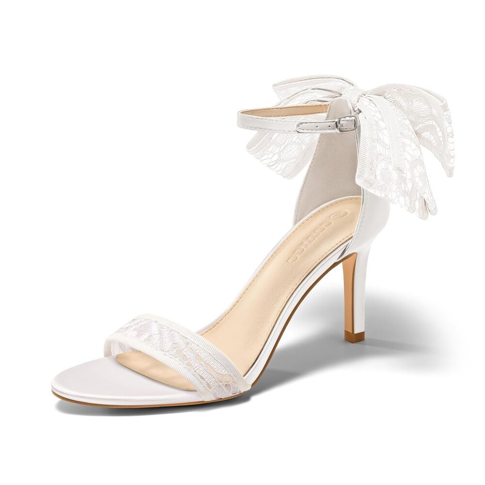 Coutgo Lace Bow Tie Back Open High Heel, SIZE 9.5, 10D-145S005